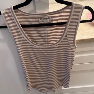 We The Free Tan and Cream Striped Tank Top